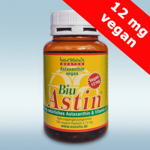 BiuAstin vegan mit 12 mg Astaxanthin 100 Kapseln